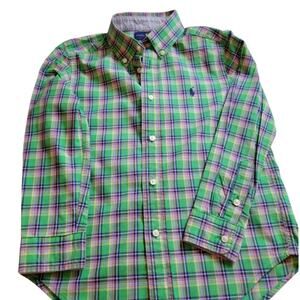 Polo Ralph Lauren Green Plaid Shirt Size 4 Boys